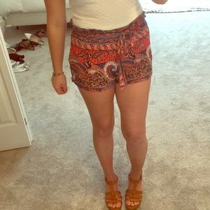 Coral / Navy Printed Tie Shorts